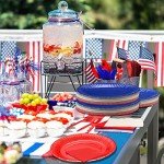 90 Pcs Patriotic Party Supplies American Flag Dinnerware Set Included Disposable Plates, Napkins and Cutlery for 4th of July Celebration Independence Day Memorial Day Party Decorations