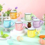 Suttmin 6 Pcs 4th of July Mini Coffee Mugs Patriotic Independence Day Tiered Tray Decor Farmhouse Mini Coffee Cups with Ribbons Centerpieces for Housewarming Gifts (Retro Star)(Spring)