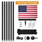 NELXINJO 25FT Sectional Flag Pole Kit, Heavy Duty Aluminum Outdoor In-Ground Flagpole, Black Ball Top, 3x5 USA Flag for Residential commercial Outdoor Garden(25FT, Black)