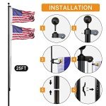 NELXINJO 25FT Sectional Flag Pole Kit, Heavy Duty Aluminum Outdoor In-Ground Flagpole, Black Ball Top, 3x5 USA Flag for Residential commercial Outdoor Garden(25FT, Black)