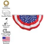Iconikal July 4th American Flag Banner Bunting Half Fan Patriotic Porch Garland Decoration 4 x 2 Feet, 3-Pack