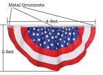 Iconikal July 4th American Flag Banner Bunting Half Fan Patriotic Porch Garland Decoration 4 x 2 Feet, 3-Pack