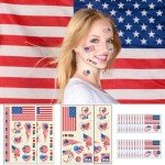 24 Sheets USA Flag Tattoos America Independence Day Face Temporary Tattoos Stickers For Men Women Kids 4th Fourth of July American National Country Flag for World Cup US Memorial Day, Sport Games