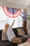 Iconikal July 4th American Flag Banner Bunting Half Fan Patriotic Porch Garland Decoration 4 x 2 Feet, 3-Pack