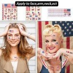 24 Sheets USA Flag Tattoos America Independence Day Face Temporary Tattoos Stickers For Men Women Kids 4th Fourth of July American National Country Flag for World Cup US Memorial Day, Sport Games
