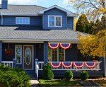 Iconikal July 4th American Flag Banner Bunting Half Fan Patriotic Porch Garland Decoration 4 x 2 Feet, 3-Pack