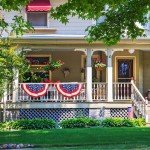 Iconikal July 4th American Flag Banner Bunting Half Fan Patriotic Porch Garland Decoration 4 x 2 Feet, 3-Pack