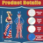 Beeveer 2 Pcs 4th of July Yard Sign with Stake Outdoor Patriotic Star Lawn Decoration American Man Woman Waterproof Welcome Party Yard Sign for Memorial Day Home Garden Pathway Supplies(Woman Man)