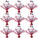 Qunclay 4th of July Decorations Metallic Patriotic Decorations Blue Red White Star Centerpieces for Tables Independence Day Celebration Supplies Decor for Memorial Day (9 Pcs)
