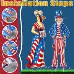 Beeveer 2 Pcs 4th of July Yard Sign with Stake Outdoor Patriotic Star Lawn Decoration American Man Woman Waterproof Welcome Party Yard Sign for Memorial Day Home Garden Pathway Supplies(Woman Man)