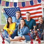 Qunclay 4th of July Decorations Metallic Patriotic Decorations Blue Red White Star Centerpieces for Tables Independence Day Celebration Supplies Decor for Memorial Day (9 Pcs)