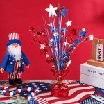 Qunclay 4th of July Decorations Metallic Patriotic Decorations Blue Red White Star Centerpieces for Tables Independence Day Celebration Supplies Decor for Memorial Day (9 Pcs)