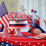 Qunclay 4th of July Decorations Metallic Patriotic Decorations Blue Red White Star Centerpieces for Tables Independence Day Celebration Supplies Decor for Memorial Day (9 Pcs)
