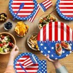 140Pcs Independence Day Party Supplies Tableware Set, 4th of July Disposable Plates and Napkins, American Flag Patriotic Party Decorations, Stars and Stripes 4th of July Party Decorations,for 20 Guest
