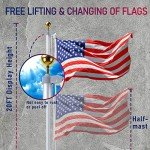 iElyiEsy Flag Poles for Outside House, Heavy Duty Aluminum high hardness Sectional Flag Pole Kit with 3x5 American Flag & Gold Ball Topper for Yard House Ground Residential Commercial (20 FT)