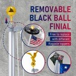 iElyiEsy Flag Poles for Outside House, Heavy Duty Aluminum high hardness Sectional Flag Pole Kit with 3x5 American Flag & Gold Ball Topper for Yard House Ground Residential Commercial (20 FT)