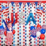 Red White and Blue Balloons Party Decorations with Patriotic Theme Foil Fringe Curtain for Graduation Party Supplies Nautical Veterans Memorial Day 4th of July Balloon Arch Decorations