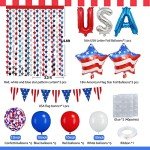 Red White and Blue Balloons Party Decorations with Patriotic Theme Foil Fringe Curtain for Graduation Party Supplies Nautical Veterans Memorial Day 4th of July Balloon Arch Decorations