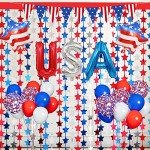 Red White and Blue Balloons Party Decorations with Patriotic Theme Foil Fringe Curtain for Graduation Party Supplies Nautical Veterans Memorial Day 4th of July Balloon Arch Decorations