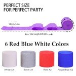 Suaxova Crepe Paper Streamers 6 Rolls 492ft, Pack of Red Blue White Party Streamers for USA Decorations, American Party Decorations,4th of July Decorations (1.8 Inch x 82 Ft/Roll)