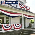 LinaGarten 2x4 Ft American Pleated Fan Flag USA Bunting 4th of July Flags Decor Outside Porch Garden Banner Embroidered Patriotic Stars & Sewn Stripes Canvas Header Brass Grommets