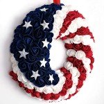 idyllic July 4th Wreath Patriotic Americana Wreath Boxwood Handcrafted Memorial Day Wreath Festival Garland Decoration Front Door Wall Home Decor (Blue)
