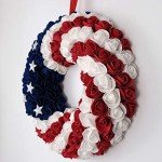 idyllic July 4th Wreath Patriotic Americana Wreath Boxwood Handcrafted Memorial Day Wreath Festival Garland Decoration Front Door Wall Home Decor (Blue)