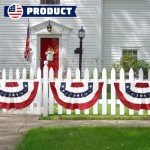 LinaGarten 2x4 Ft American Pleated Fan Flag USA Bunting 4th of July Flags Decor Outside Porch Garden Banner Embroidered Patriotic Stars & Sewn Stripes Canvas Header Brass Grommets