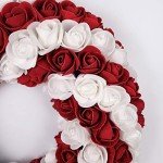 idyllic July 4th Wreath Patriotic Americana Wreath Boxwood Handcrafted Memorial Day Wreath Festival Garland Decoration Front Door Wall Home Decor (Blue)