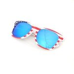 SHADERZ Classic Eyewear Retro 80's American USA Flag 4th of July Frame Sunglasses (White/Ice Blue, 52)