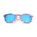 SHADERZ Classic Eyewear Retro 80's American USA Flag 4th of July Frame Sunglasses (White/Ice Blue, 52)