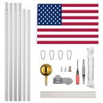 Yescom Upgraded 30FT Sectional Aluminum Flagpole 24-30mph 3'x5' US American Flag Ball Fly 2 Flags for Residential Yard Commercial Outdoor