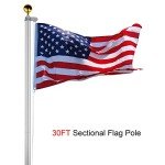Yescom Upgraded 30FT Sectional Aluminum Flagpole 24-30mph 3'x5' US American Flag Ball Fly 2 Flags for Residential Yard Commercial Outdoor