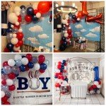 Red Blue White Balloons Arch Garland for Baseball Party Decorations Labor Nautical Balloons Navy Pearl Light Blue Latex Balloon for Superhero Birthday Britain Sporting 4th of July Independence Day