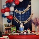 Red Blue White Balloons Arch Garland for Baseball Party Decorations Labor Nautical Balloons Navy Pearl Light Blue Latex Balloon for Superhero Birthday Britain Sporting 4th of July Independence Day