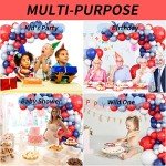 Red Blue White Balloons Arch Garland for Baseball Party Decorations Labor Nautical Balloons Navy Pearl Light Blue Latex Balloon for Superhero Birthday Britain Sporting 4th of July Independence Day