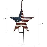 American Flag Garden Statue, Patriotic Metal American Flag Star Garden Stakes, Metal Outdoor Yard Decor, Americana Star Yard Lawn Stake for 4th of July Memorial Day Outdoor Patriotic Decoration