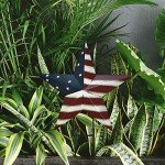 American Flag Garden Statue, Patriotic Metal American Flag Star Garden Stakes, Metal Outdoor Yard Decor, Americana Star Yard Lawn Stake for 4th of July Memorial Day Outdoor Patriotic Decoration