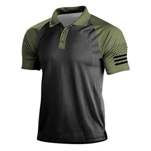 Happy July 4 Day Mens Polo Shirts, Men's 1776 Independence Day American Flag Print Short Sleeve Polo T Shirt Military Tactical Patriotic Top American Shirts for Men Mens Multi XL