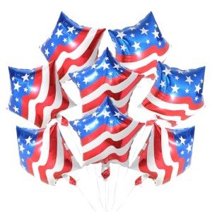 Deermon 4th of July Star Shaped American Flag Celebration Party Balloons, 18 Inches Patriotic Party Foil Balloon For Independence Day, Veterans Day, Memorial Day, US Election Holiday Event Decorations