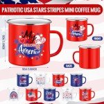 Mumufy 9 Pcs 4th of July Coffee Mugs 12 oz Patriotic Enamel Mug Independence Day Outdoor Camper Coffee Cup American Sign Red White Blue Camping Tea Cup for Memorial Day Party Campfire Gift