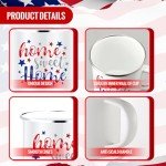 Mumufy 9 Pcs 4th of July Coffee Mugs 12 oz Patriotic Enamel Mug Independence Day Outdoor Camper Coffee Cup American Sign Red White Blue Camping Tea Cup for Memorial Day Party Campfire Gift