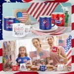 Mumufy 9 Pcs 4th of July Coffee Mugs 12 oz Patriotic Enamel Mug Independence Day Outdoor Camper Coffee Cup American Sign Red White Blue Camping Tea Cup for Memorial Day Party Campfire Gift