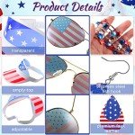 4th of July USA Flag Patriotic Party Accessories Include Independence Day American Flag Sun Visor Sunglasses Earrings Patriotic Bead Necklaces for USA Patriotic Party Favors Supplies Decor