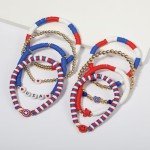 ecozran Patriotic USA Bracelets,Red White and Blue Handmade Jewelry, 4th of July Outfit, USA Patriotic Stackable Rainbow Beaded Stretch Bracelets，Elastic Layering Friendship Jewelry (4th of july-4)