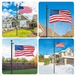 Flag Pole Kit 25FT, 12 Gauge 1.8mm Thickness Heavy Duty Flag Poles with 3x5 American Flag, Black Flag pole for Outdoor House In Ground, Extra Thick Flagpoles Suitable for Yard and Garden