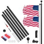 Flag Pole Kit 25FT, 12 Gauge 1.8mm Thickness Heavy Duty Flag Poles with 3x5 American Flag, Black Flag pole for Outdoor House In Ground, Extra Thick Flagpoles Suitable for Yard and Garden