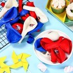 Lewtemi 48 Pieces 4th of July Balloons Decorations Patriotic Independence Day American Flags Party Balloons Blue Red White Decor for Fourth of July Memorial Day, USA Patriotic Party Decor (Simple)