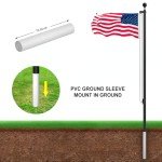 Flag Pole Kit 25FT, 12 Gauge 1.8mm Thickness Heavy Duty Flag Poles with 3x5 American Flag, Black Flag pole for Outdoor House In Ground, Extra Thick Flagpoles Suitable for Yard and Garden