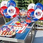 Lewtemi 48 Pieces 4th of July Balloons Decorations Patriotic Independence Day American Flags Party Balloons Blue Red White Decor for Fourth of July Memorial Day, USA Patriotic Party Decor (Simple)